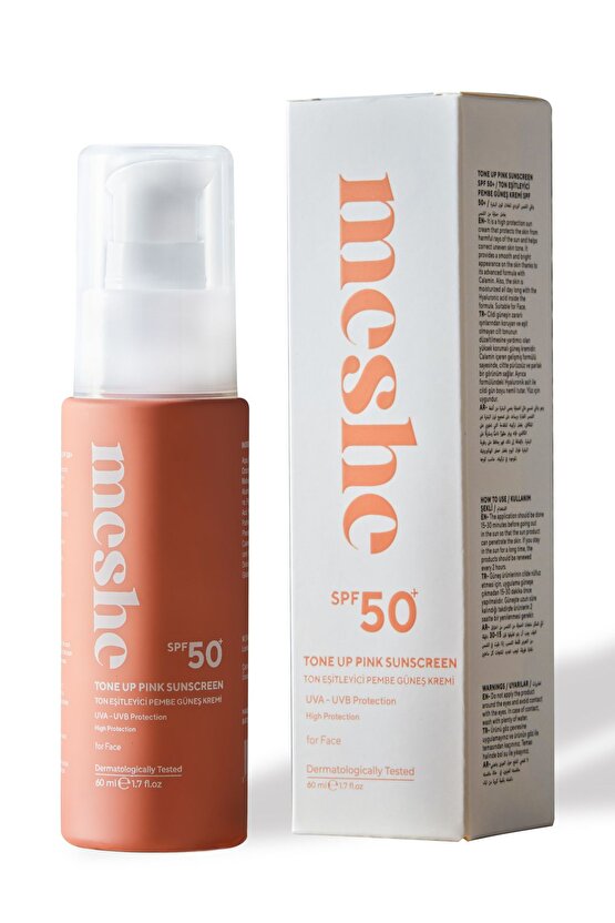 Leke Karşıtı Ton Eşitleyen Spf 50 Pembe Renkli Güneş Kremi Glutatyon, Hyaluronik Asit Etkili 60 ml