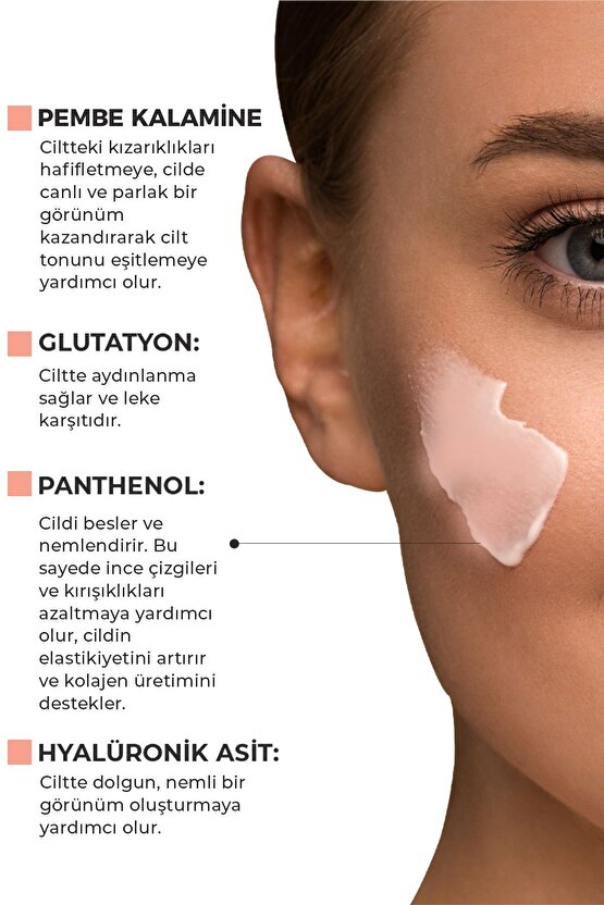 Leke Karşıtı Ton Eşitleyen Spf 50 Pembe Renkli Güneş Kremi Glutatyon, Hyaluronik Asit Etkili 60 ml