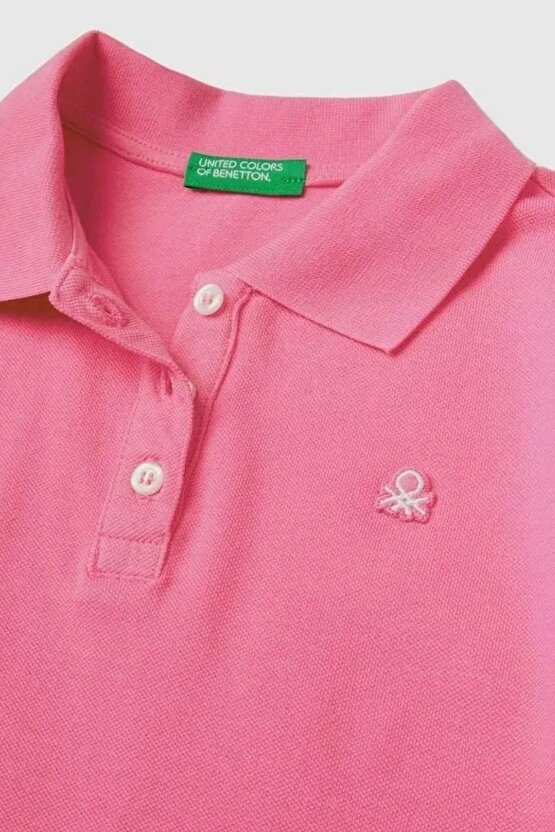 Kız Çocuk Pembe Logolu Pike Polo T-shirt