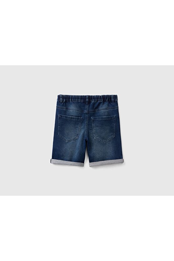 Erkek Çocuk Mix Logolu Rahat Denim Şort Zürafa Desenli