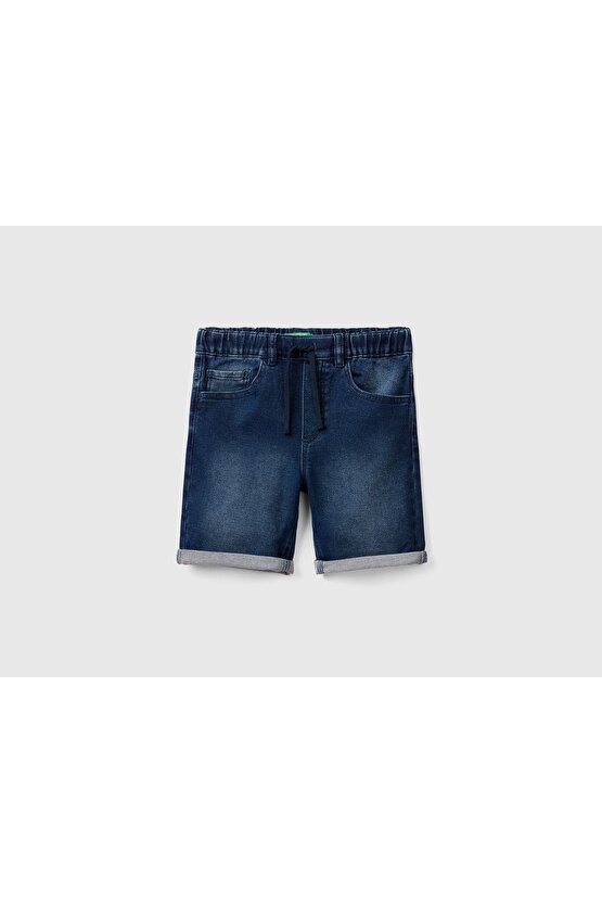 Erkek Çocuk Mix Logolu Rahat Denim Şort Zürafa Desenli