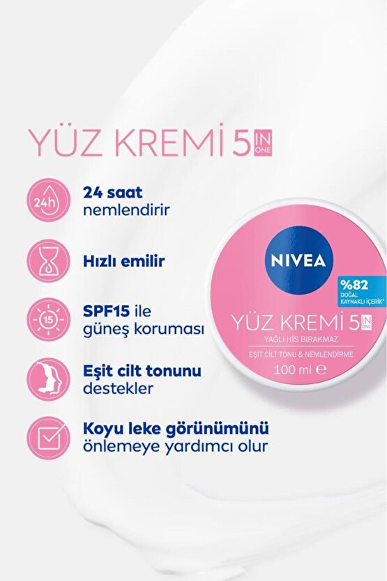 Cilt Tonu Eşitleyici Yüz Bakım Kremi 100ml, SPF15, 24 Saat Nemlendirici, Leke Oluşumu Önleyici