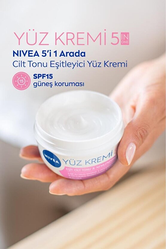 Cilt Tonu Eşitleyici Yüz Bakım Kremi 100ml, SPF15, 24 Saat Nemlendirici, Leke Oluşumu Önleyici