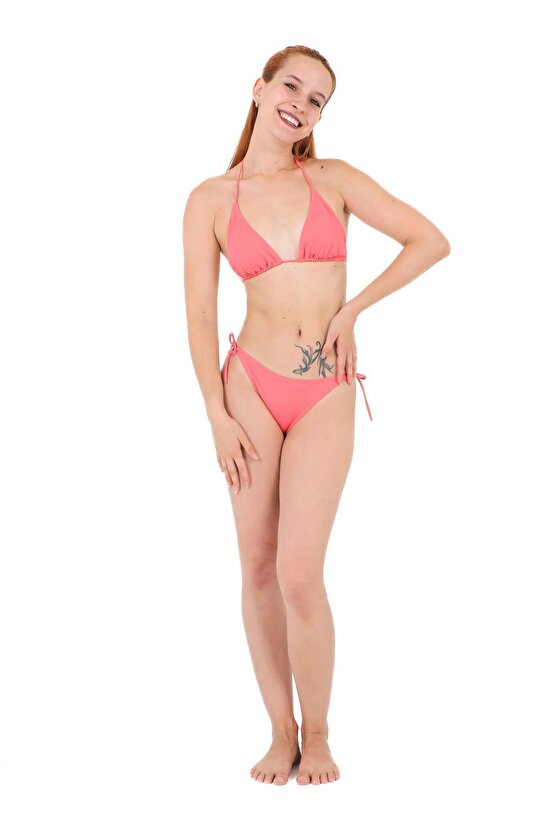 Düz İpli Bağlı Üçgen Bikini 5026 Lila