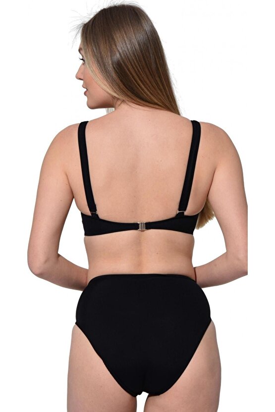 Düz Kruvaze Bikini 5032 Siyah Büyük Beden