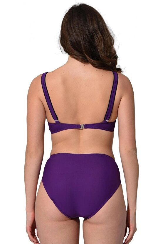 Düz Kruvaze Bikini 5032 Mor Büyük Beden