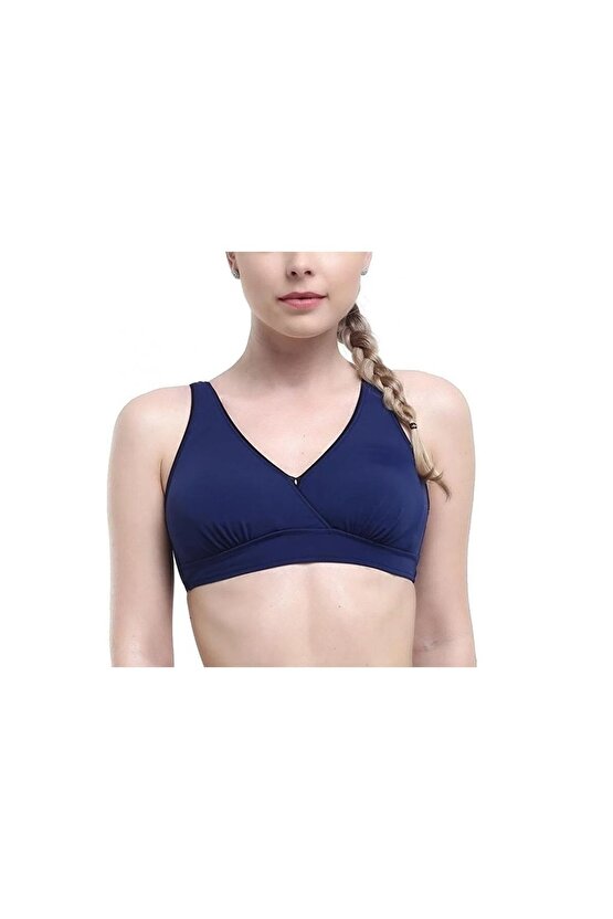 Kadın Lacivert Düz Kruvaze Battal Bikini Takımı