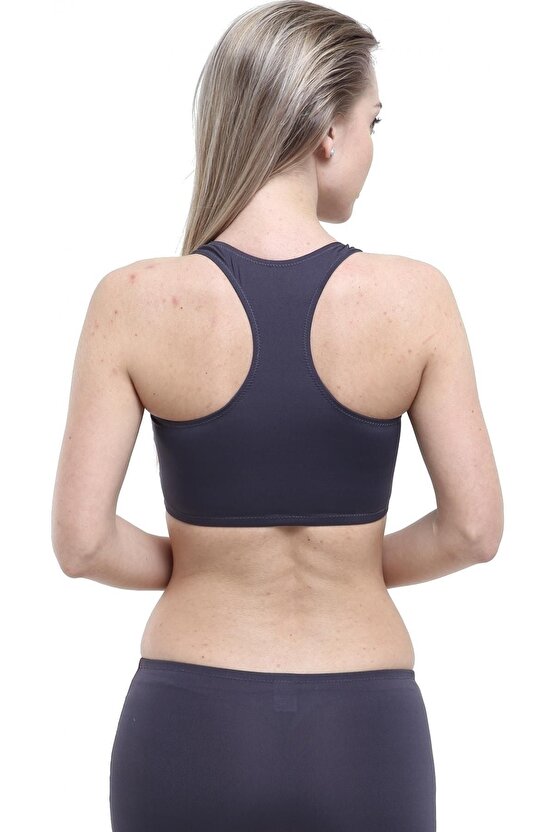 Kadın Antrasit Modelli Şeritli Badili Şortlu Bikini Takımı