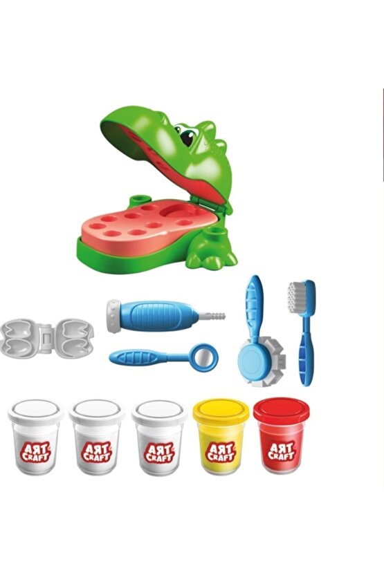 Art Craft Dino Dentist Oyun Hamuru Seti - Play Dough Dinozor Dişçi Seti