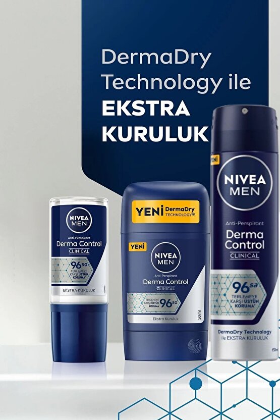 MEN Erkek Sprey Deodorant Derma Control Clinical 150ml, 96 Saat Anti-perspirant Ter Koruması
