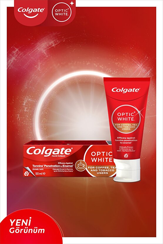 Optic White Kahve, Çay ve Tütün Kullanıcıları için Beyazlatıcı Diş Macunu 50 ml x 2 Adet