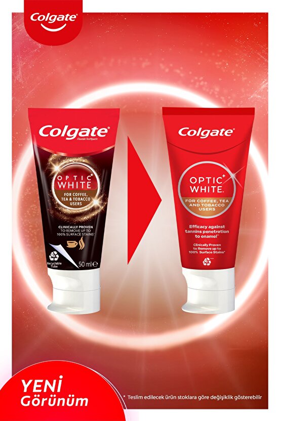 Optic White Kahve, Çay ve Tütün Kullanıcıları için Beyazlatıcı Diş Macunu 50 ml x 2 Adet