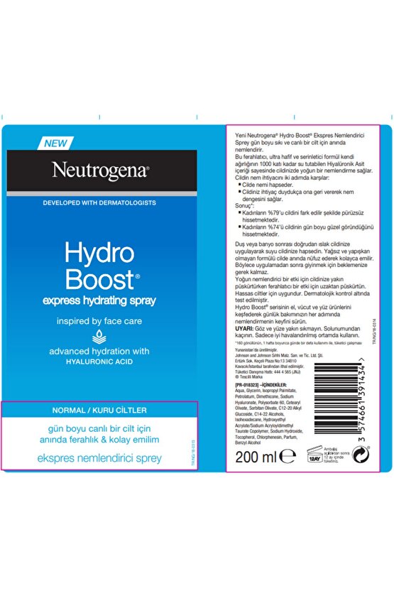Hydro Boost Ekspres Nemlendirici Vücut Spreyi 200 ml