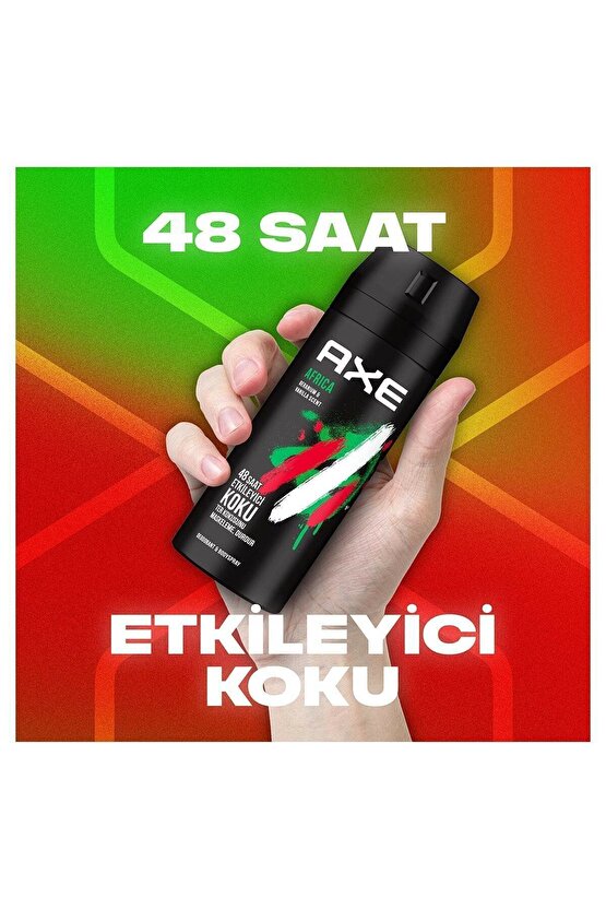 Erkek Sprey Deodorant Africa 48 Saat Etkileyici Koku 150 ml X3 Adet
