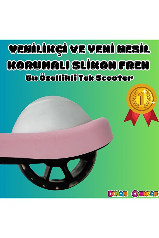 Lupa Katlanabilir Işıklı 3 Tekerlekli Pembe Scooter - Işıklı Scooter - Slikon Teker Scooter - Çocuk