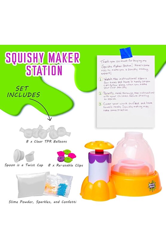 Doctor Squish Maker Station Neon, Parlak Simli Sukuşi Yapım Seti - Slime Yapma Seti - Doktor Sukuşi