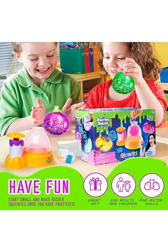 Doctor Squish Maker Station Neon, Parlak Simli Sukuşi Yapım Seti - Slime Yapma Seti - Doktor Sukuşi