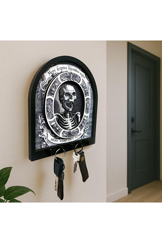 Memento Mori Gotik İskelet Temalı Boyutlu Anahtar Askılık Duvar Dekor