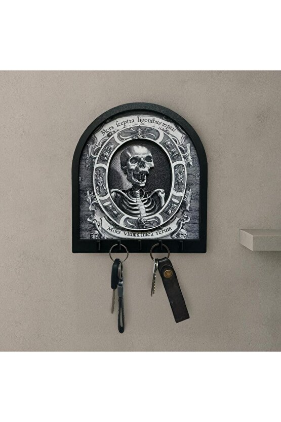 Memento Mori Gotik İskelet Temalı Boyutlu Anahtar Askılık Duvar Dekor