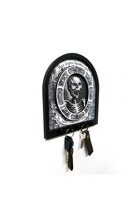 Memento Mori Gotik İskelet Temalı Boyutlu Anahtar Askılık Duvar Dekor