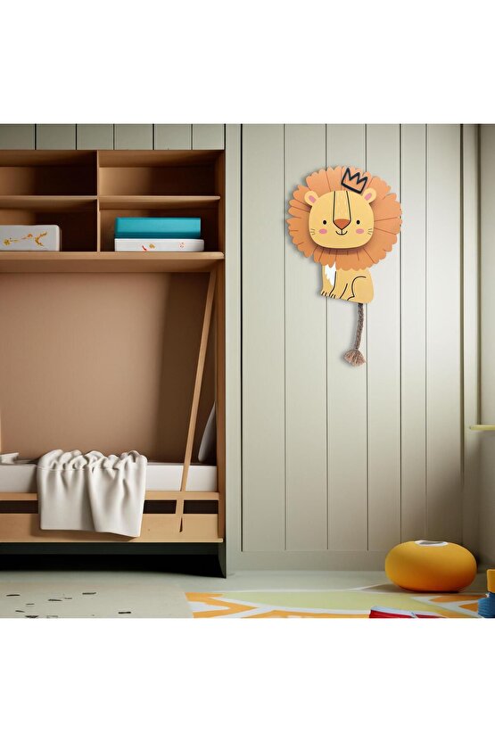 Kabartma Tasarım Aslan Kral Led Işıklı Çocuk Odası Tablo Duvar Dekoru