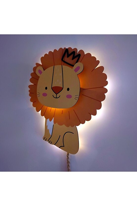 Kabartma Tasarım Aslan Kral Led Işıklı Çocuk Odası Tablo Duvar Dekoru
