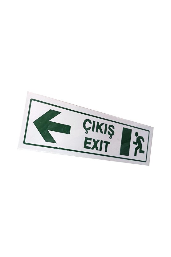 25 cm PVC Sol Yön Acil Çıkış Exit Yönlendirme Levhası