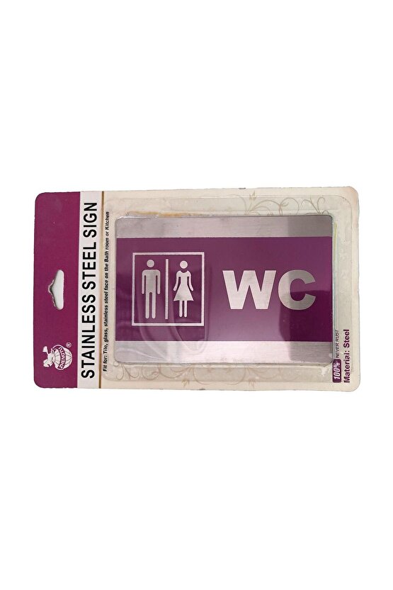 Paslanmaz Çelik Mor Renk Kadın Erkek WC Tuvalet Yönlendirme Levhası