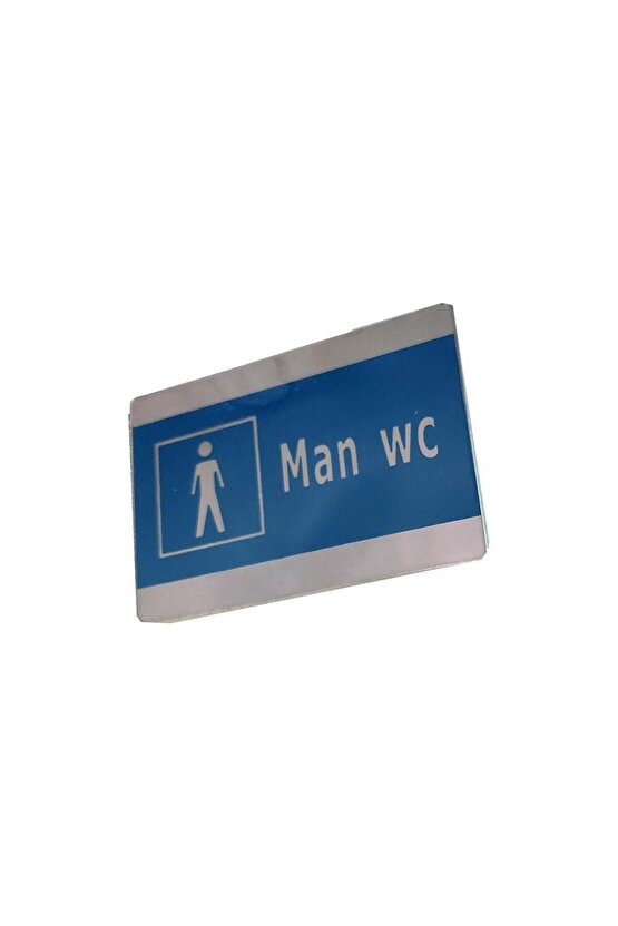 Paslanmaz Çelik Mavi Man WC Erkek Tuvalet Yönlendirme Levhası