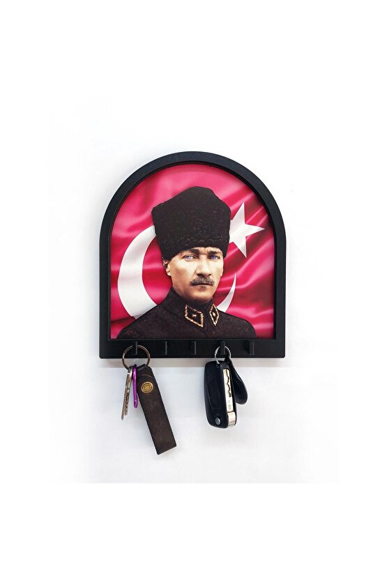 Boyutlu Kabartma Tasarım Atatürk Bayrak Tema Anahtarlık Duvar Askılık Dekor