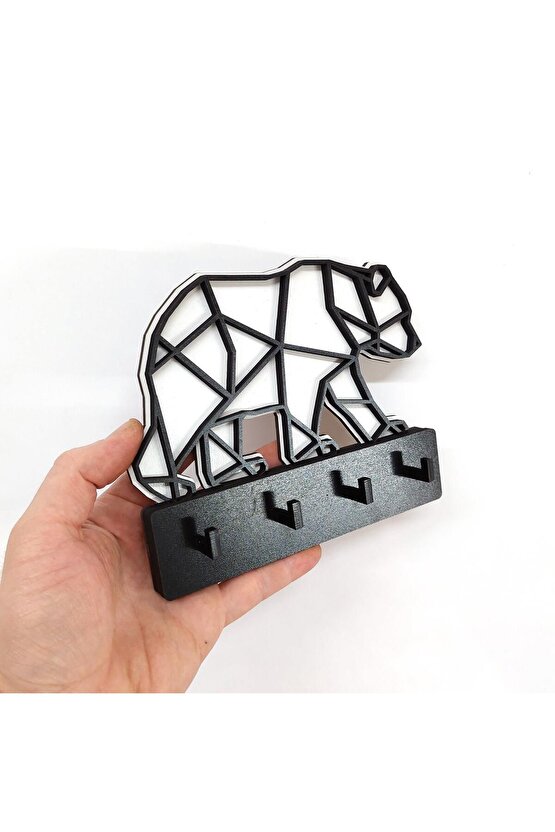 Dekoratif Geometrik Ayı Desen Duvar Askısı Anahtarlık