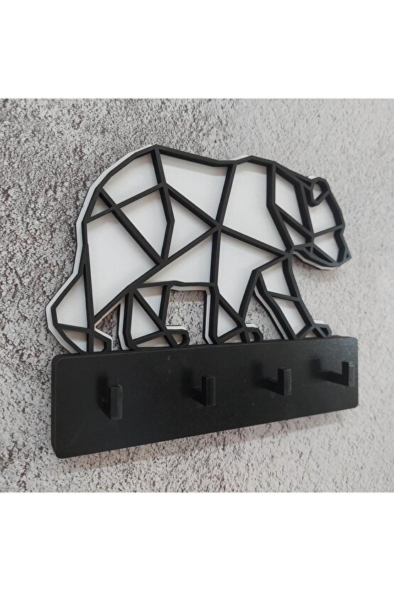 Dekoratif Geometrik Ayı Desen Duvar Askısı Anahtarlık