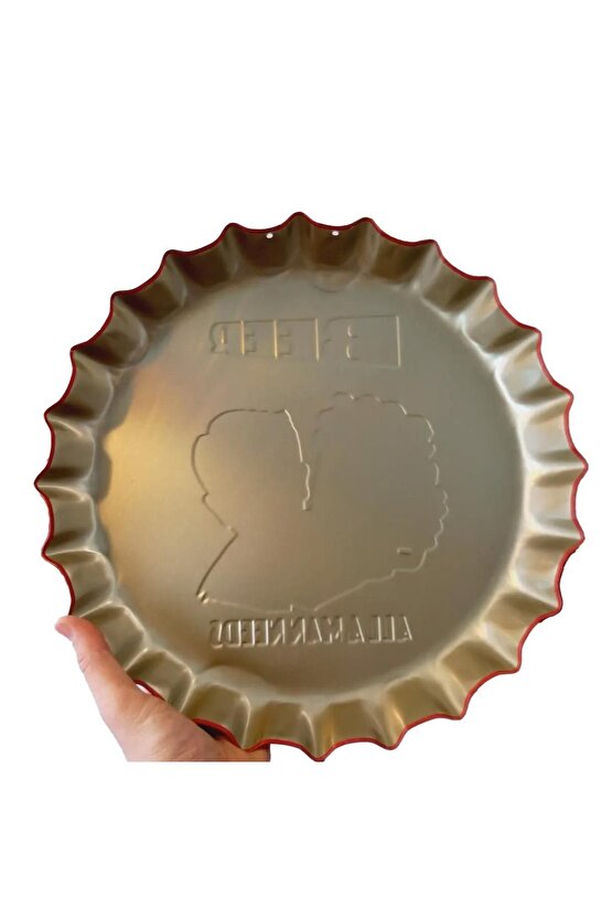 Retro 35 cm Kapak Şeklinde Motosiklet Tema Metal Tablo Dekor
