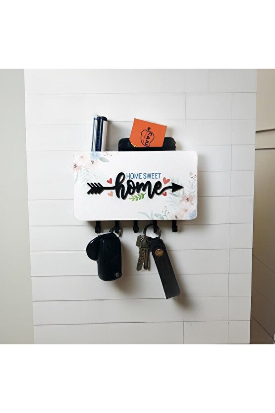 Home Yazılı Dekoratif Bölmeli Anahtarlık Duvar Askılık Dekor