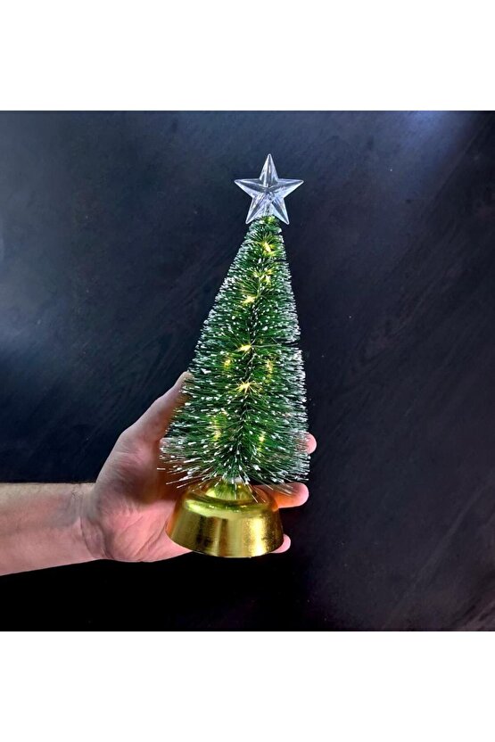 Dekoratif Led Işıklı 25 cm Yapay Çam Ağacı Yılbaşı Dekor Süs