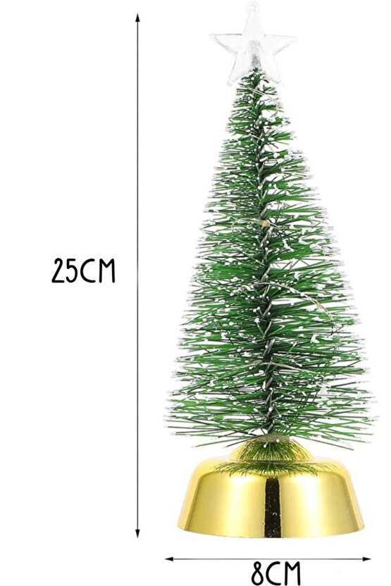 Dekoratif Led Işıklı 25 cm Yapay Çam Ağacı Yılbaşı Dekor Süs