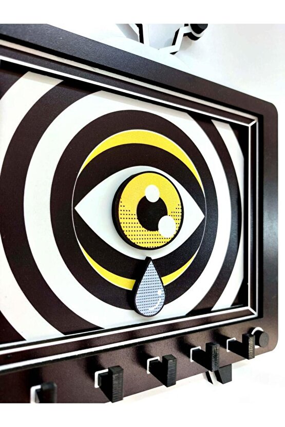 Sanatsal Televizyon ve Göz Temalı Duvar Dekoru Askılık Anahtarlık