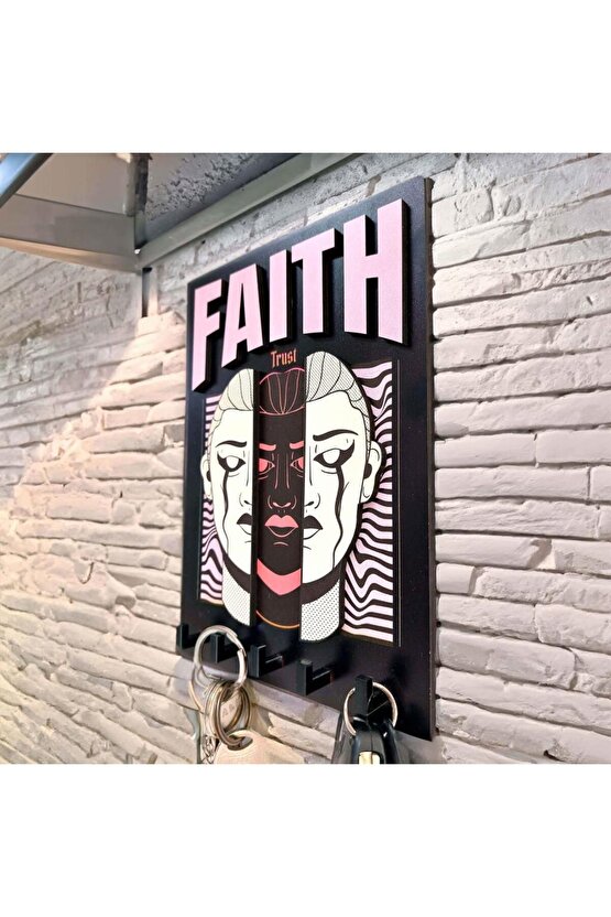 Urban Sokak Stili Tasarım Faith İnanç Duvar Askısı Anahtarlık Dekor