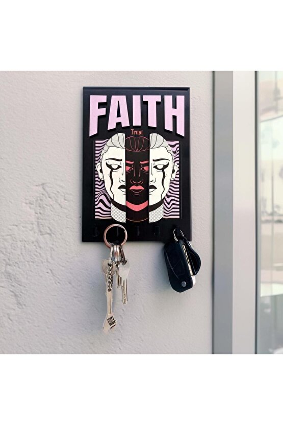 Urban Sokak Stili Tasarım Faith İnanç Duvar Askısı Anahtarlık Dekor