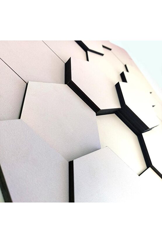 3 Boyutlu Altıgen Geometrik Dekoratif Ahşap Duvar Tablo Dekor