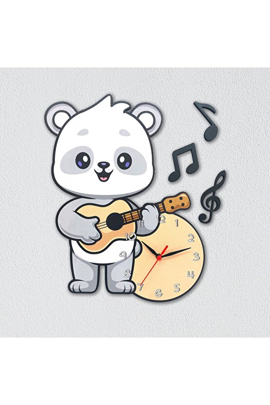 Dekoratif Sevimli Koala Çocuk Odası Ahşap Duvar Saati Süs