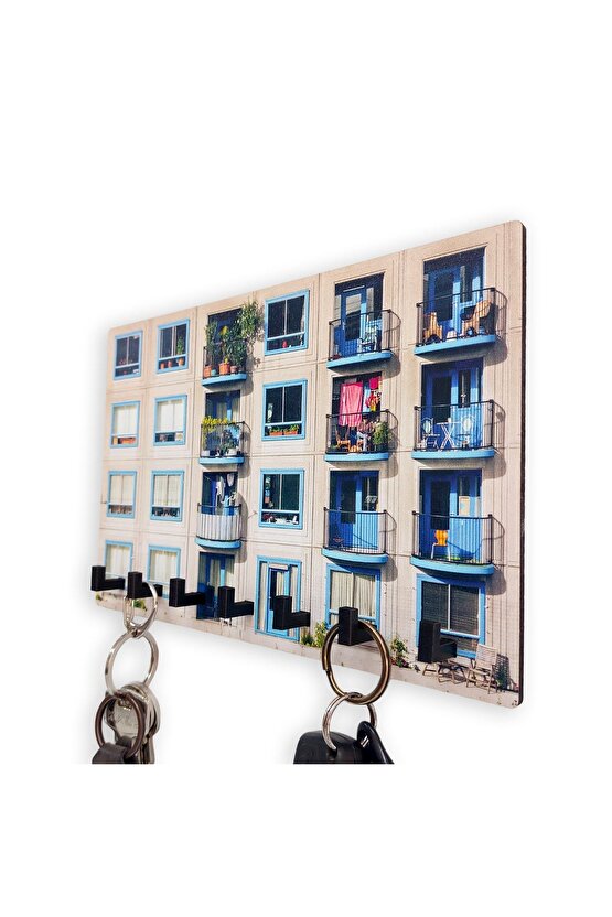 Dekoratif Renkli Apartman Bina Hol Askılık Anahtarlık Süs