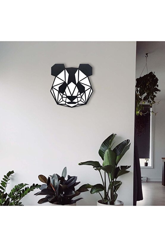 Dekoratif Geometrik 45 Cm Panda Ahşap Tablo Duvar Dekoru