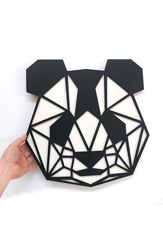 Dekoratif Geometrik 45 Cm Panda Ahşap Tablo Duvar Dekoru