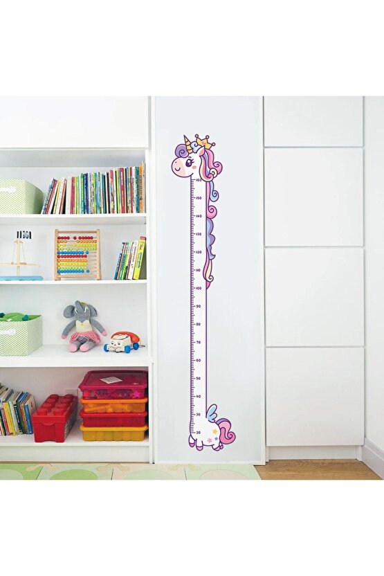 Sevimli Unicorn Ahşap Kaliteli Çocuk Odası Boy Ölçer Dekor