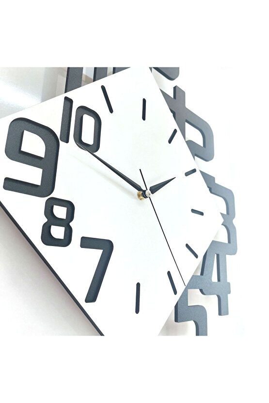 Modern Büyük Boy Geometrik Sallanan Sarkaçlı Ev Ofis Duvar Saati