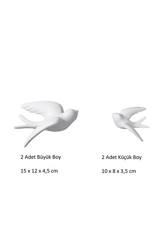 4 Parça 3 Boyutlu Serçe Modern Uçan Kuşlar Duvar Dekoru