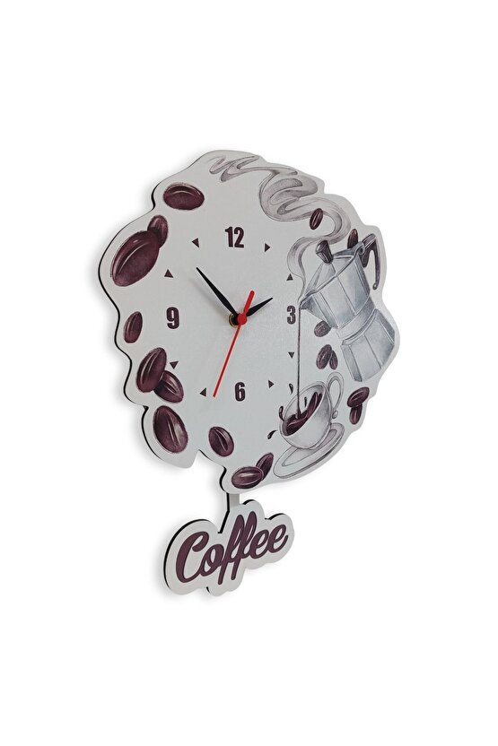Coffee Çekirdek Demlik Sallanan Sarkaç Mutfak Duvar Saati