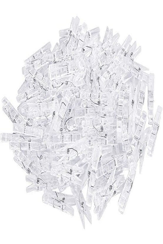 100 Adet Şeffaf Mini Mandal 3cm Hobi Fotoğraf Askı Mandalı
