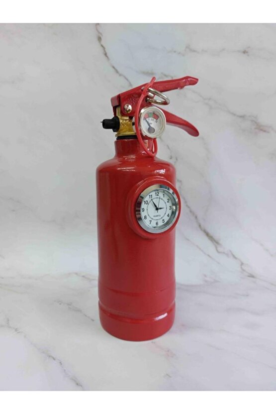 Yangın Tüpü Görünümlü Dekoratif Masa Saati Küçük Saatli